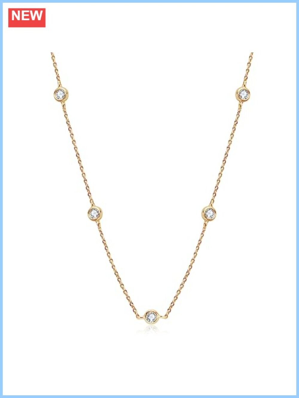 Sterling Silver Moissanite Station Necklace 1.25 Ct Bezel Choker